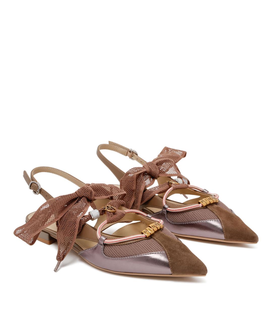 PINKO Коричневые кожаные балетки, фото 2