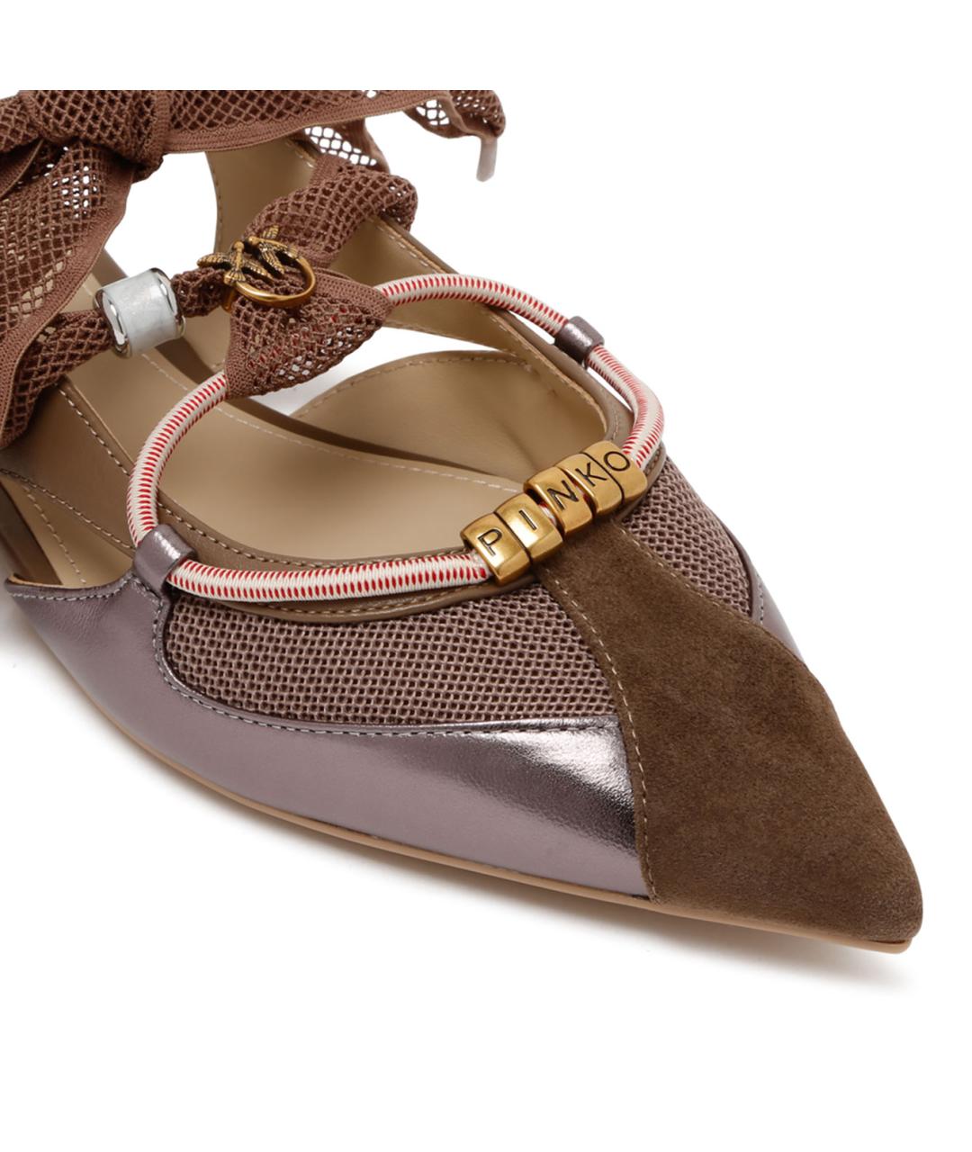 PINKO Коричневые кожаные балетки, фото 4
