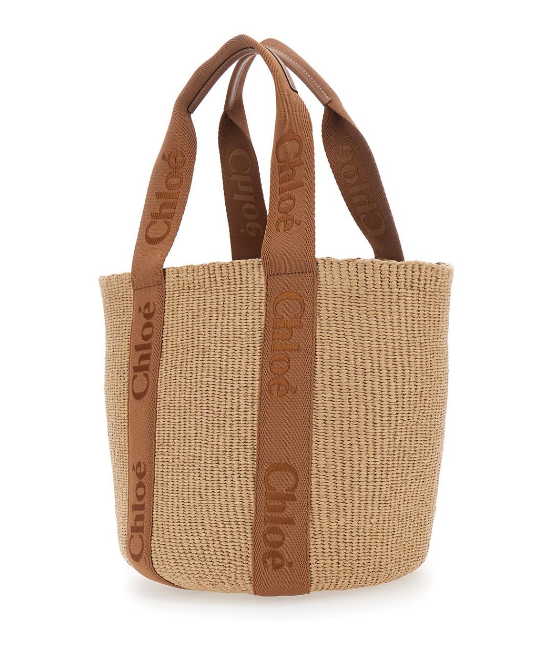 CHLOE Бежевая пелетеная сумка тоут, фото 2