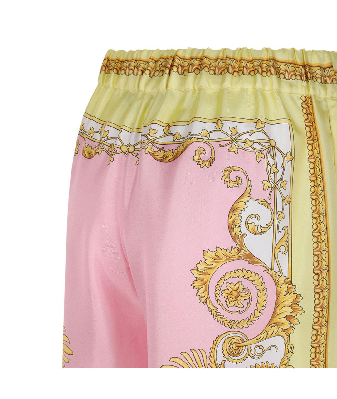 VERSACE Мульти шелковые прямые брюки, фото 4