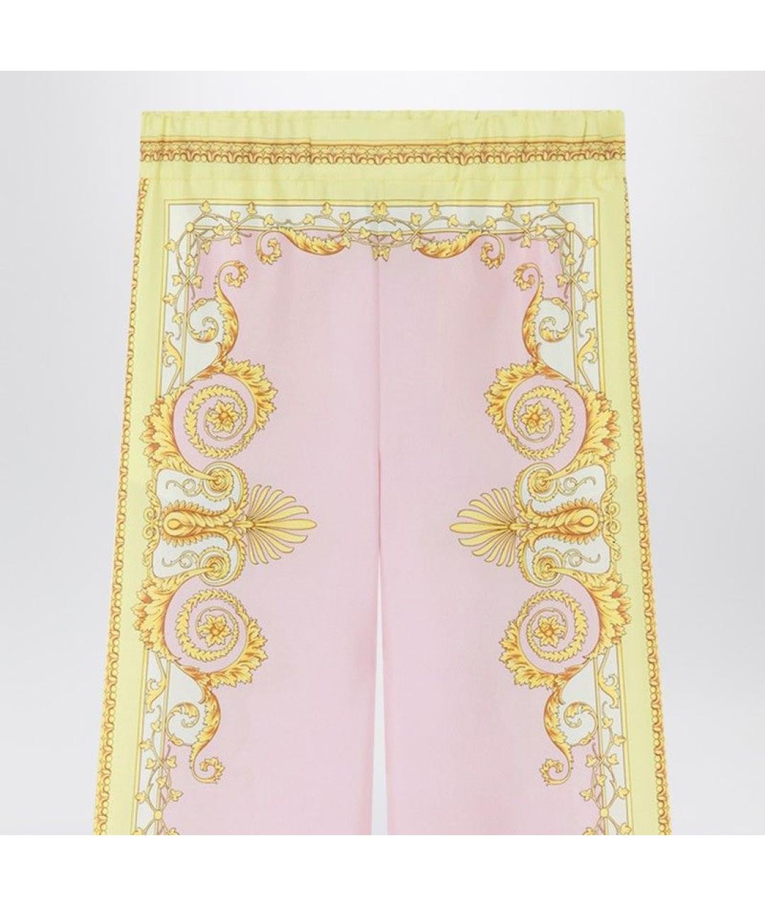 VERSACE Мульти шелковые прямые брюки, фото 2