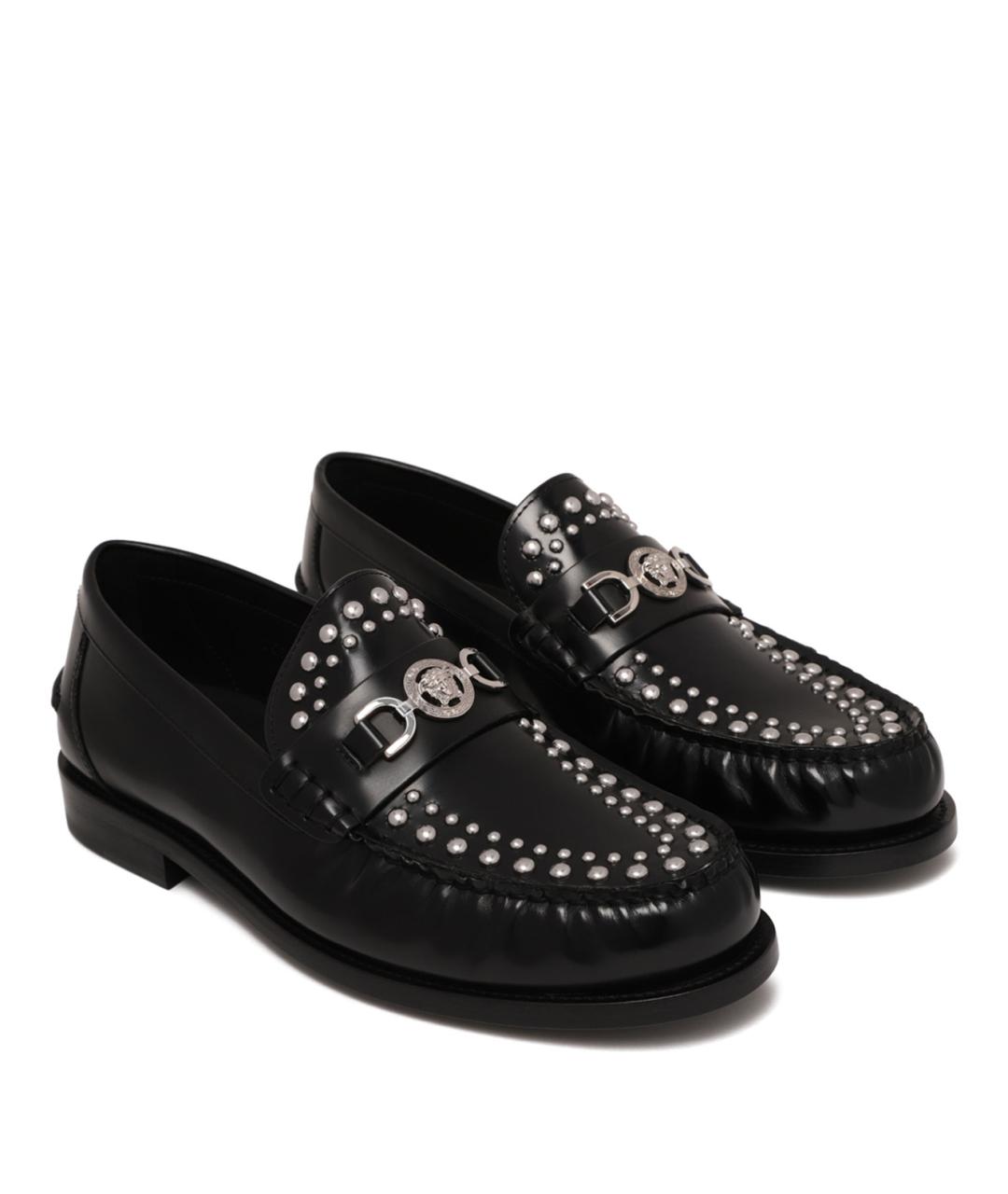 VERSACE Черные кожаные лоферы, фото 2