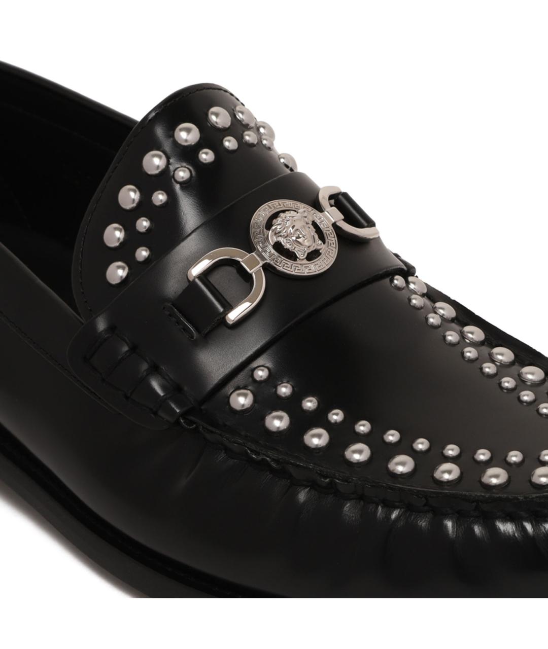 VERSACE Черные кожаные лоферы, фото 4