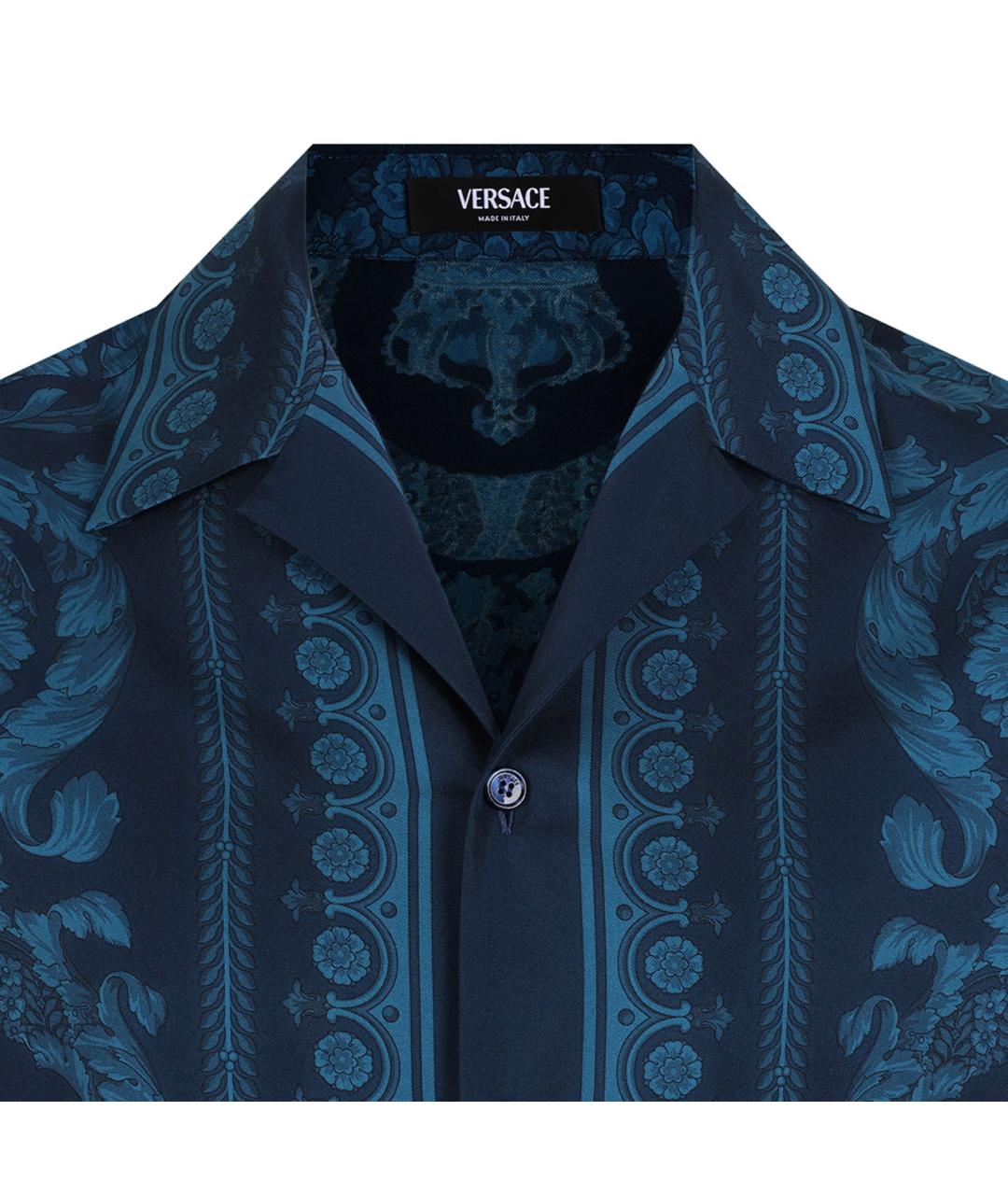 VERSACE Синяя шелковая кэжуал рубашка, фото 3