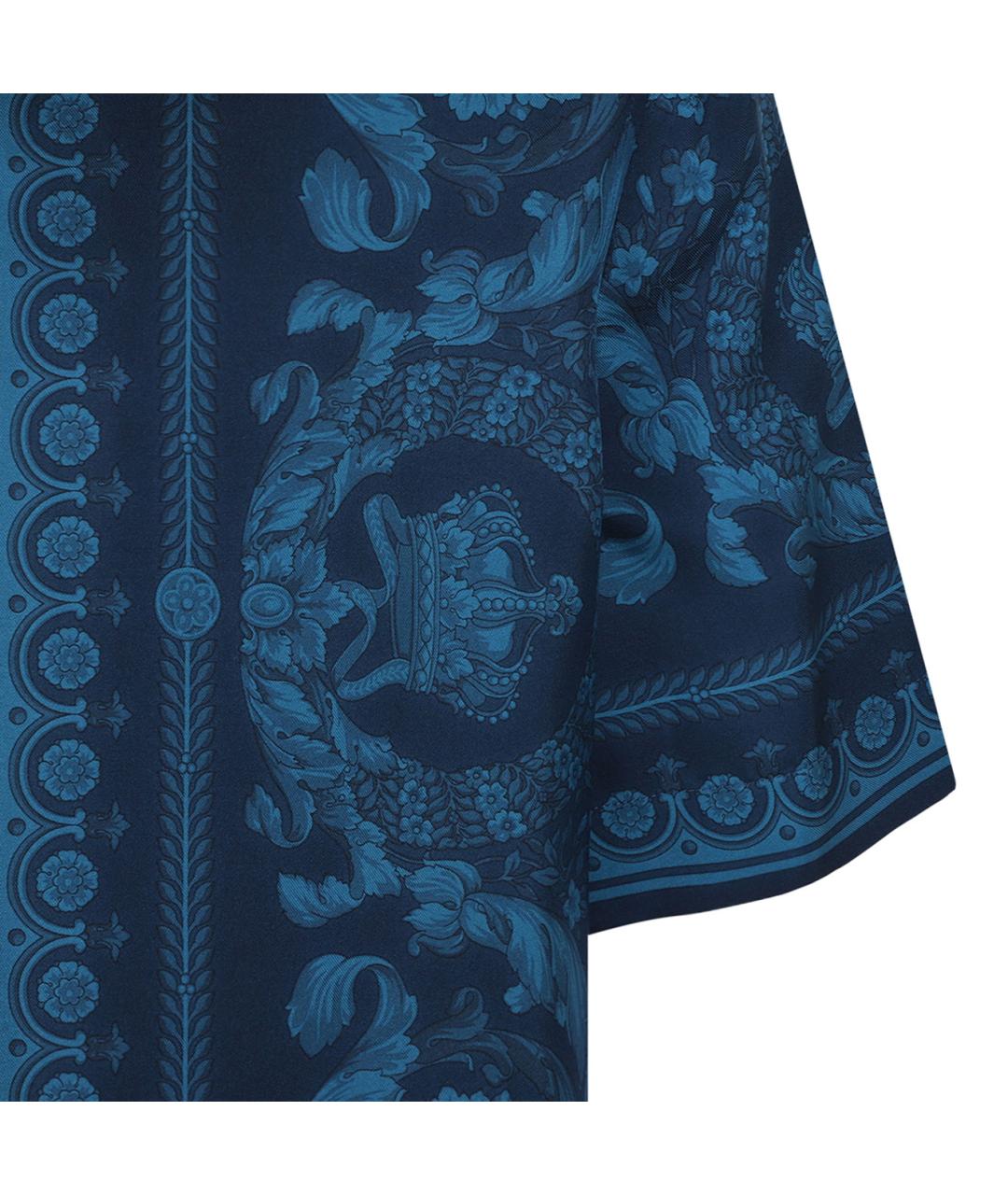 VERSACE Синяя шелковая кэжуал рубашка, фото 4