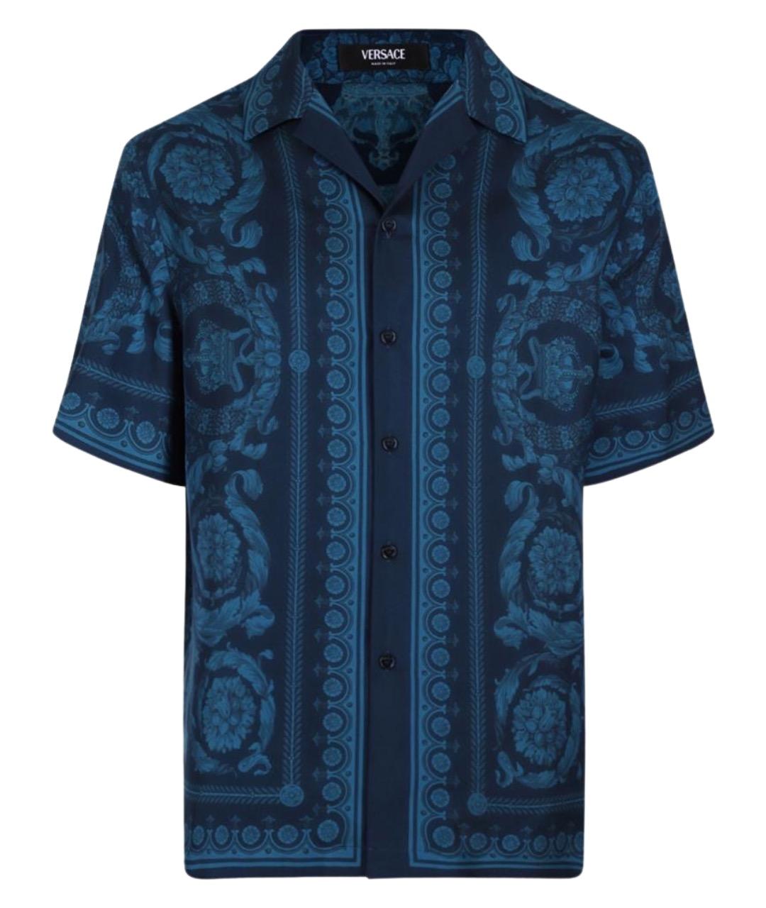 VERSACE Синяя шелковая кэжуал рубашка, фото 1