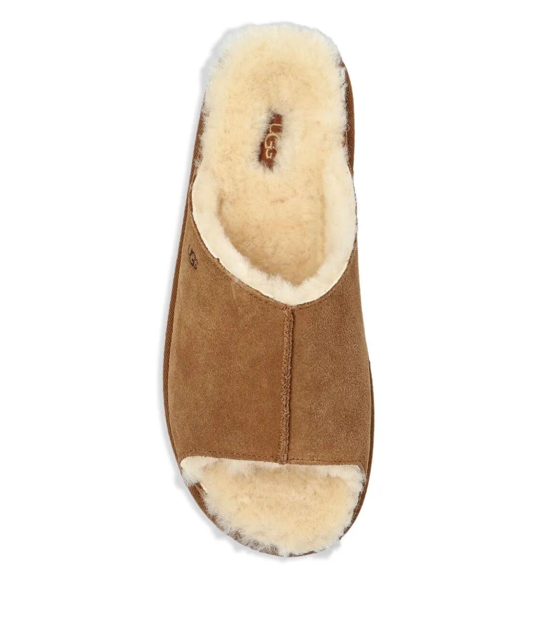 UGG AUSTRALIA Коричневые кожаные шлепанцы, фото 5