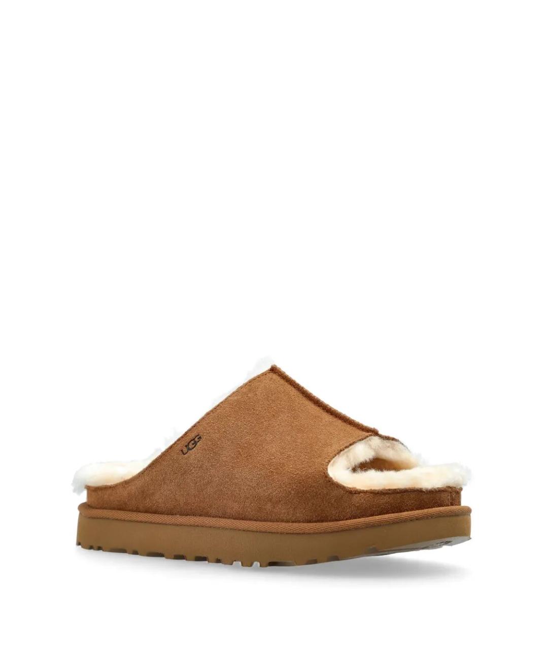 UGG AUSTRALIA Коричневые кожаные шлепанцы, фото 2