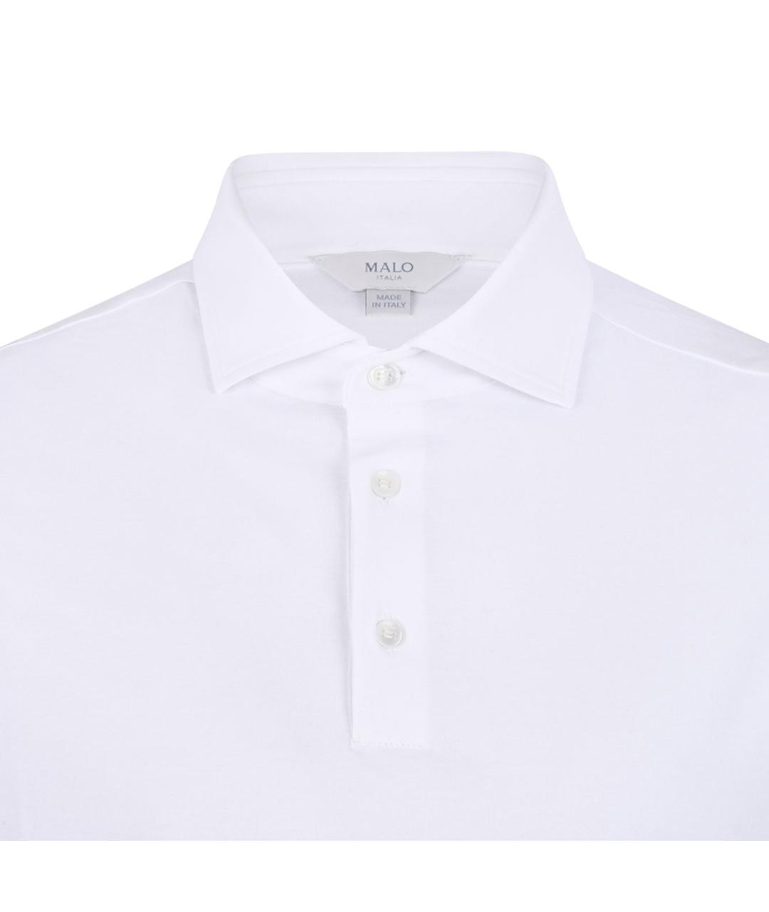 MALO Белое хлопковое поло с коротким рукавом, фото 3