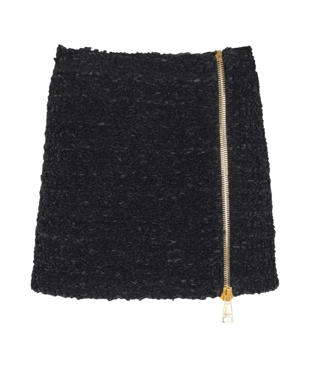 BALMAIN Черная вискозная юбка мини, фото 1