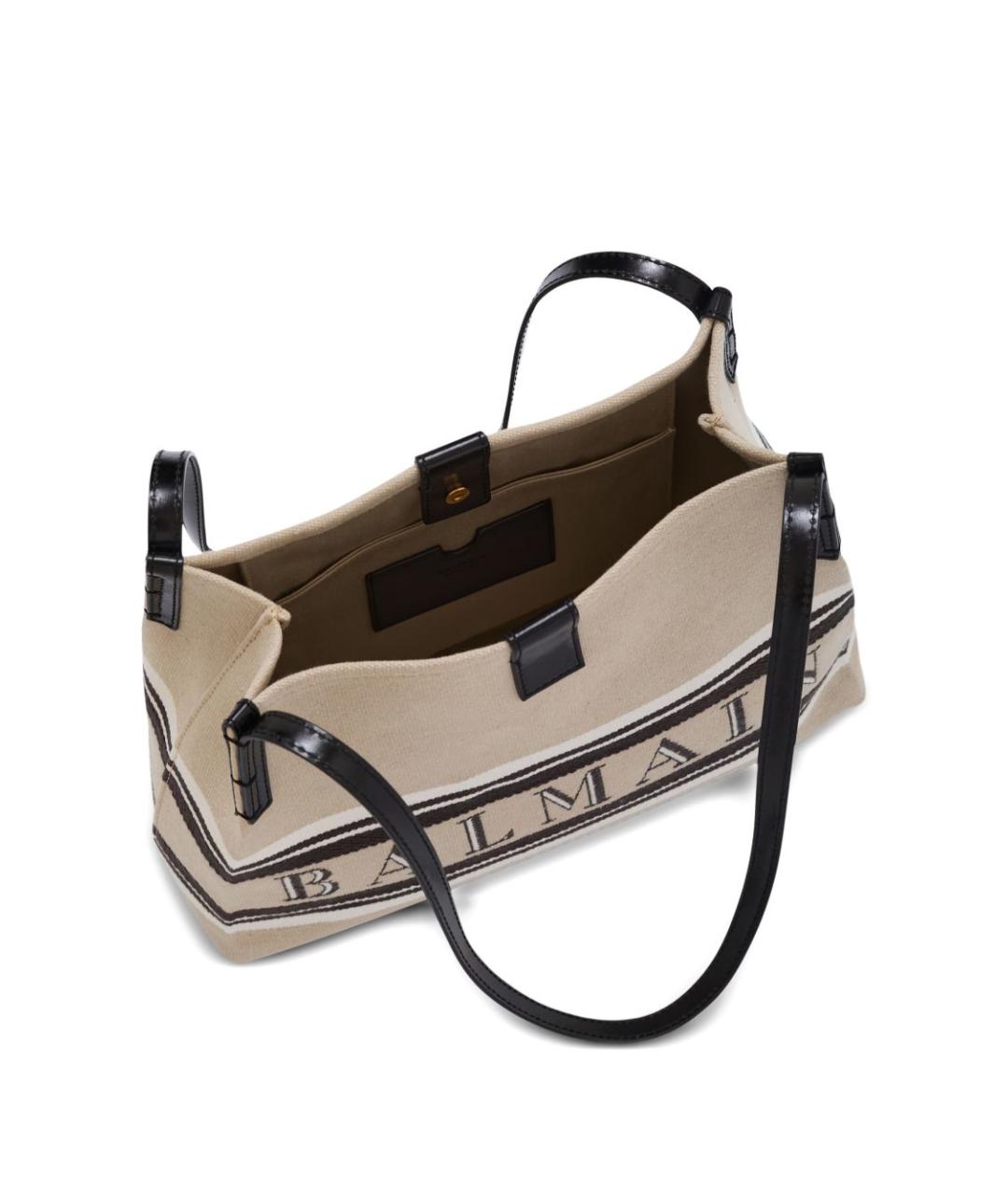 BALMAIN Бежевая жаккардовая сумка тоут, фото 2