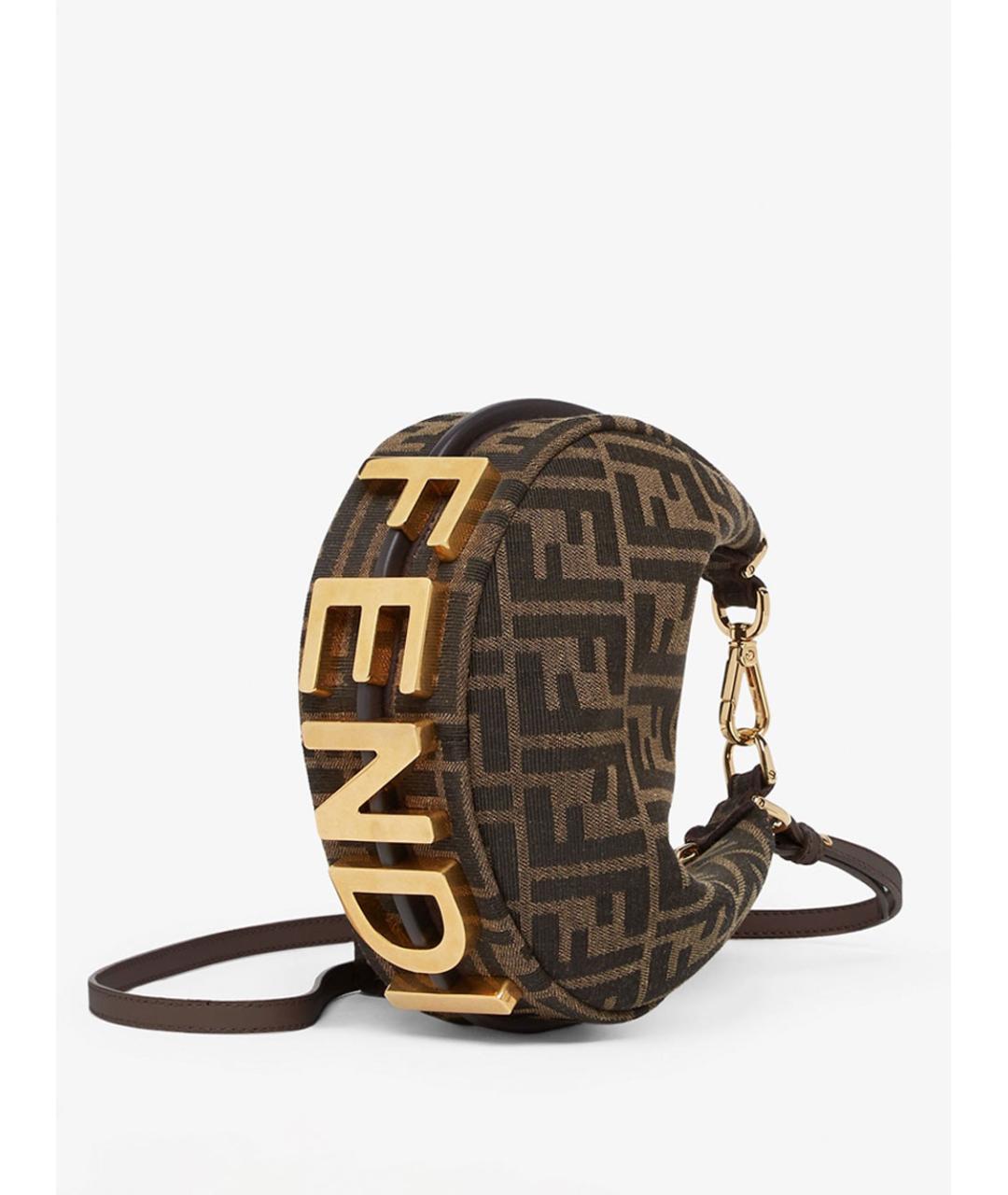 FENDI Коричневая жаккардовая сумка через плечо, фото 2