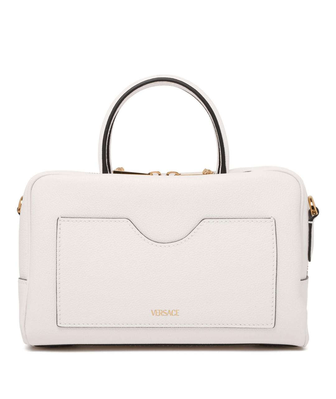 VERSACE Белая кожаная сумка тоут, фото 2