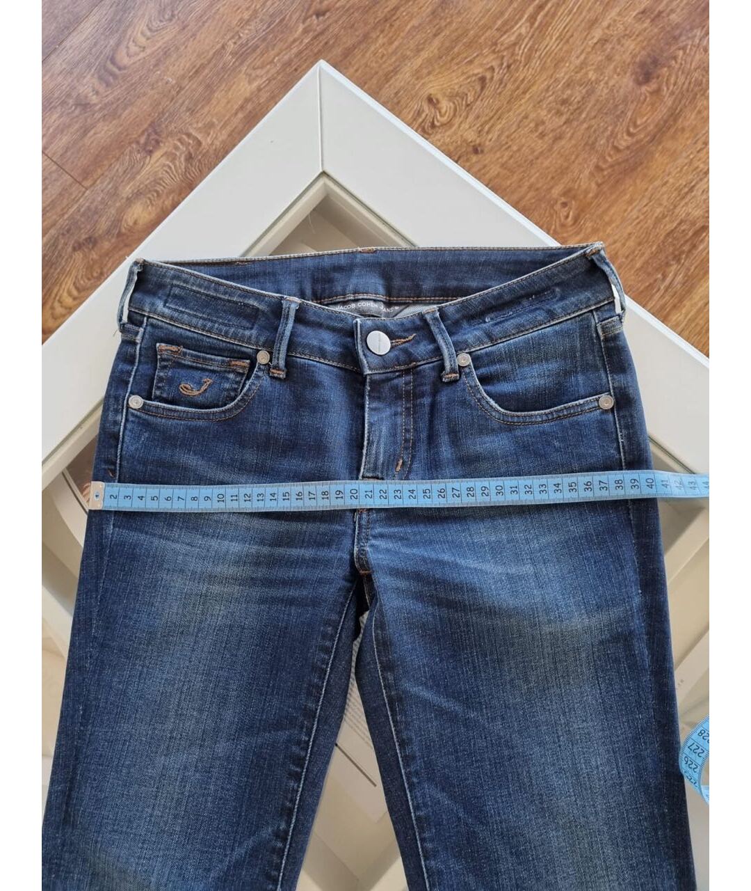 JACOB COHEN Темно-синие хлопко-полиэстеровые джинсы клеш, фото 7