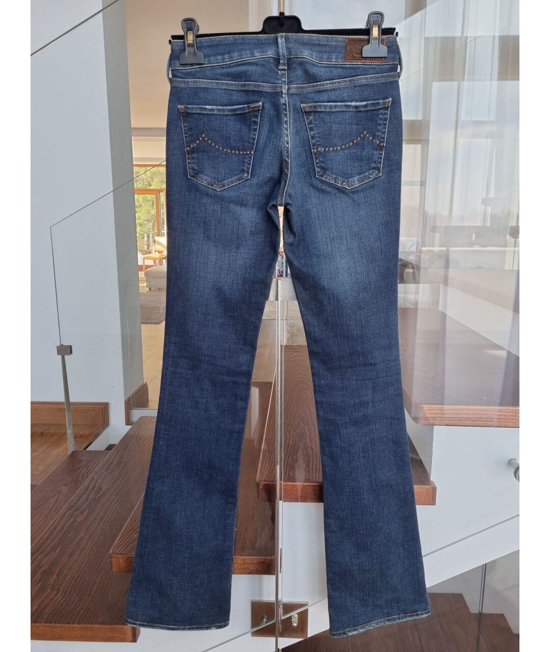 JACOB COHEN Темно-синие хлопко-полиэстеровые джинсы клеш, фото 2