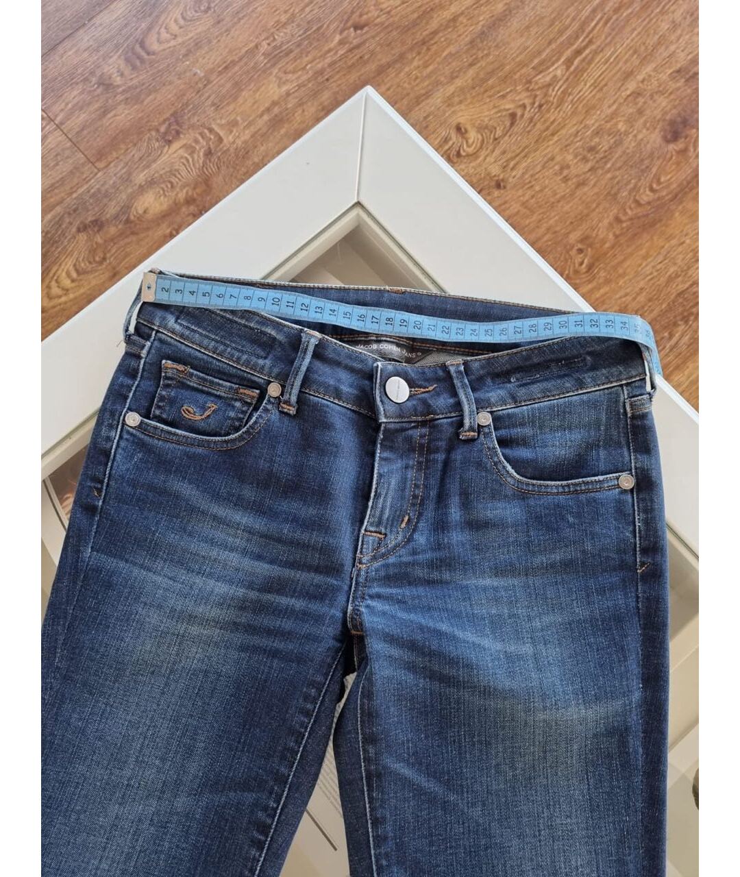JACOB COHEN Темно-синие хлопко-полиэстеровые джинсы клеш, фото 6