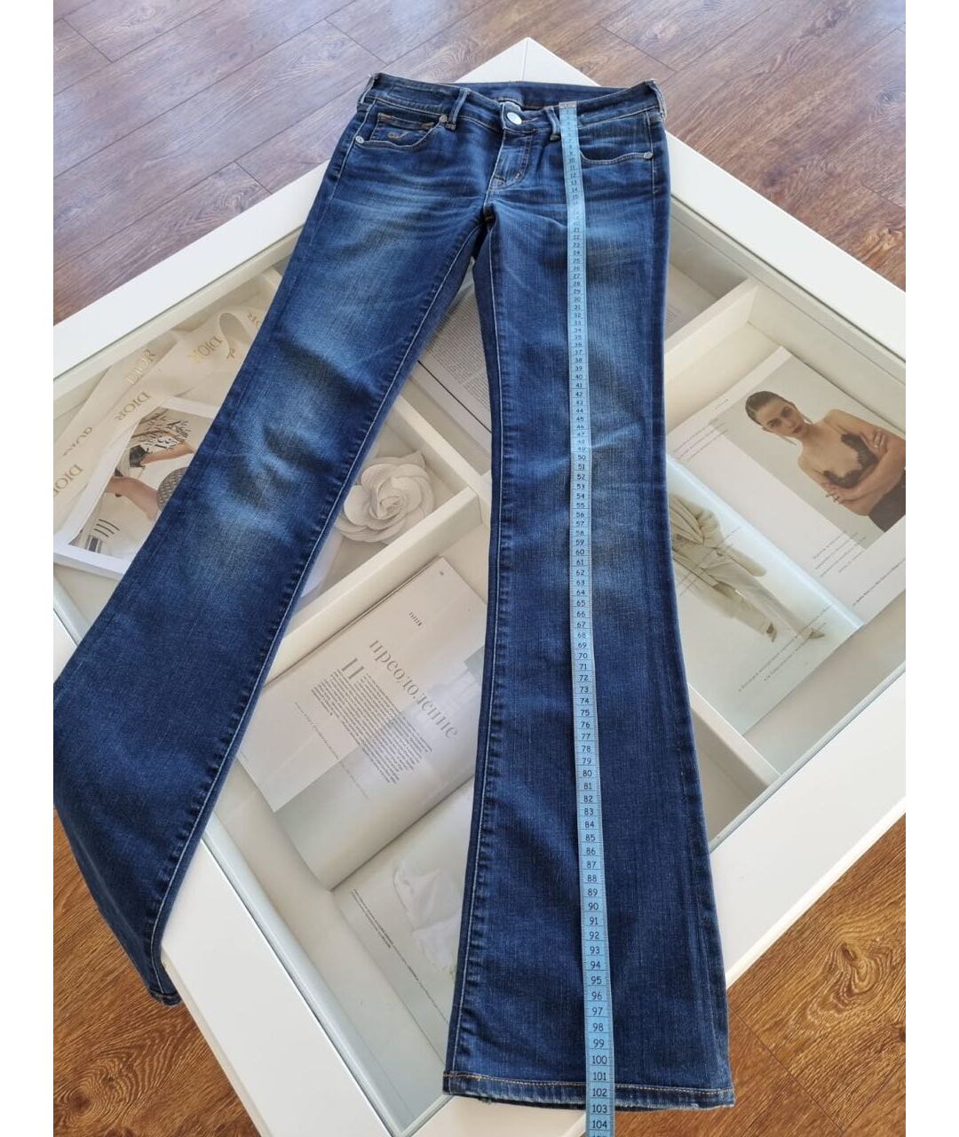 JACOB COHEN Темно-синие хлопко-полиэстеровые джинсы клеш, фото 8
