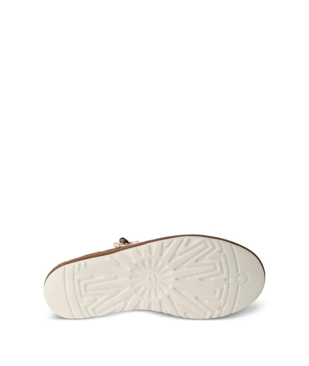 UGG AUSTRALIA Коричневые кожаные низкие кроссовки / кеды, фото 3