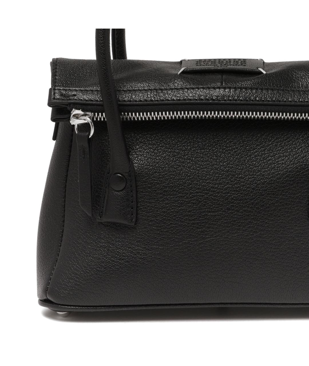 MAISON MARGIELA Черная кожаная сумка тоут, фото 4