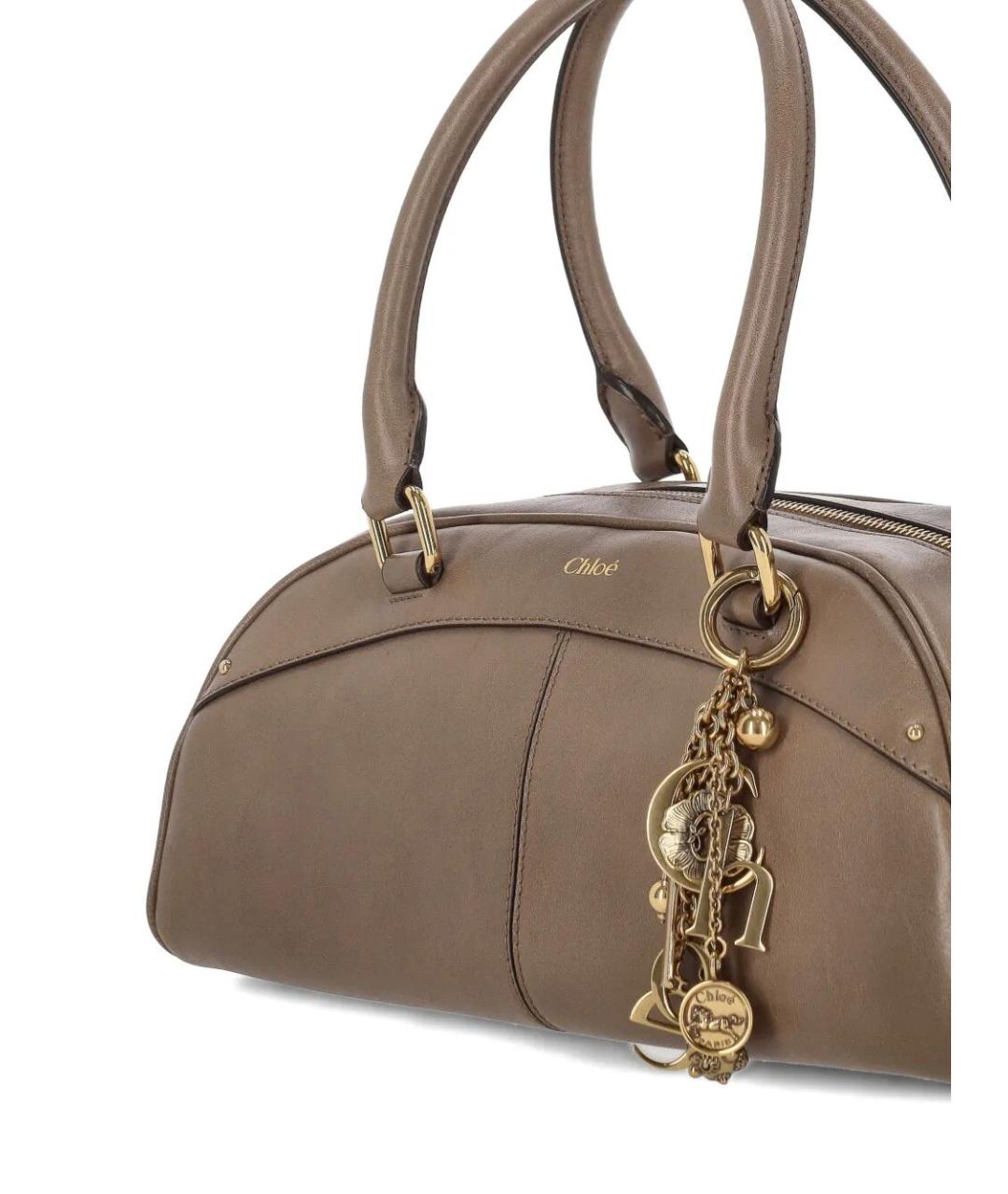 CHLOE Бежевая кожаная сумка с короткими ручками, фото 2