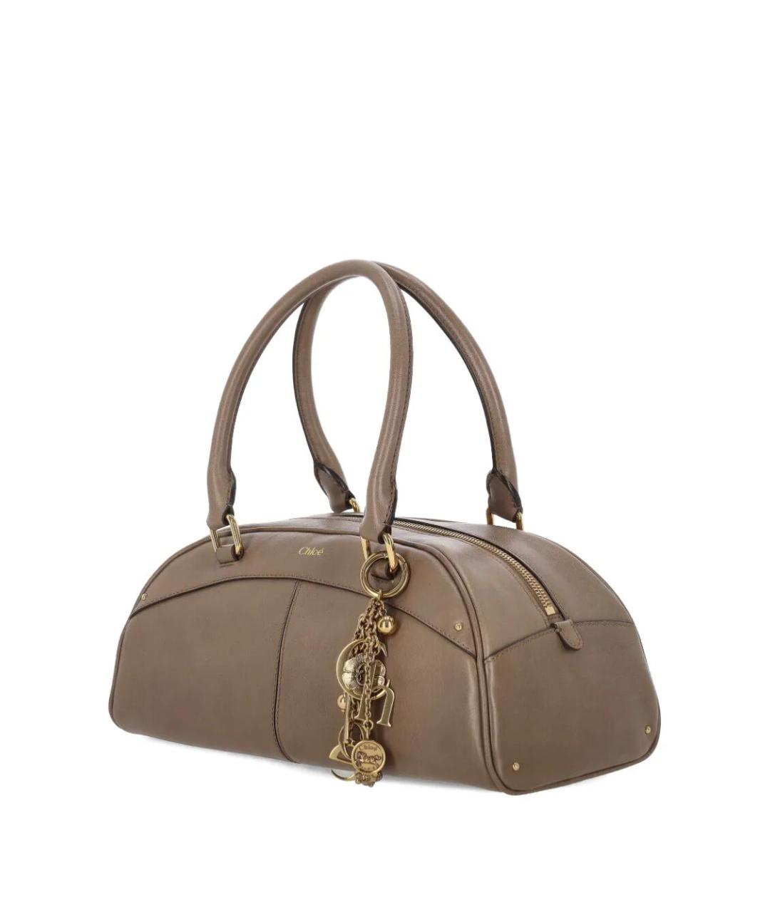 CHLOE Бежевая кожаная сумка с короткими ручками, фото 3