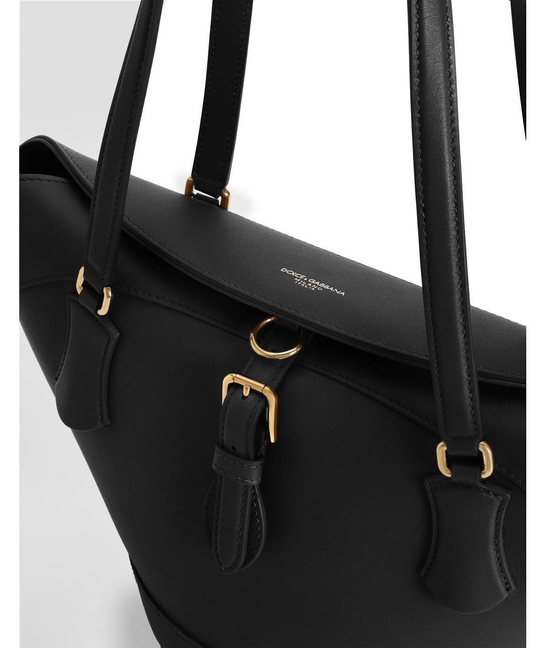 DOLCE&GABBANA Черная кожаная сумка тоут, фото 5