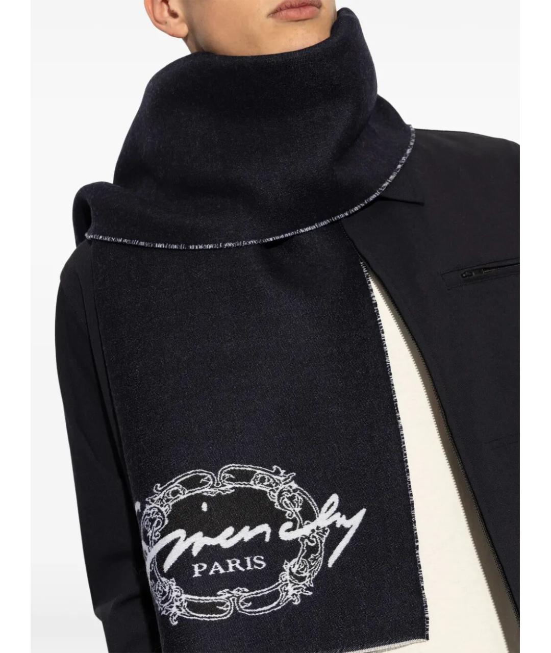 GIVENCHY Черный шерстяной шарф, фото 4