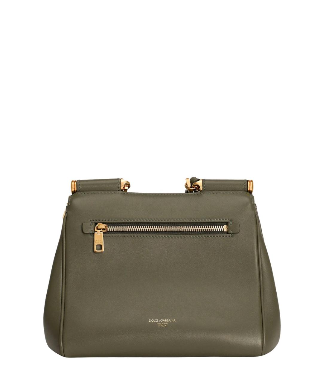DOLCE&GABBANA Зеленая кожаная сумка тоут, фото 4