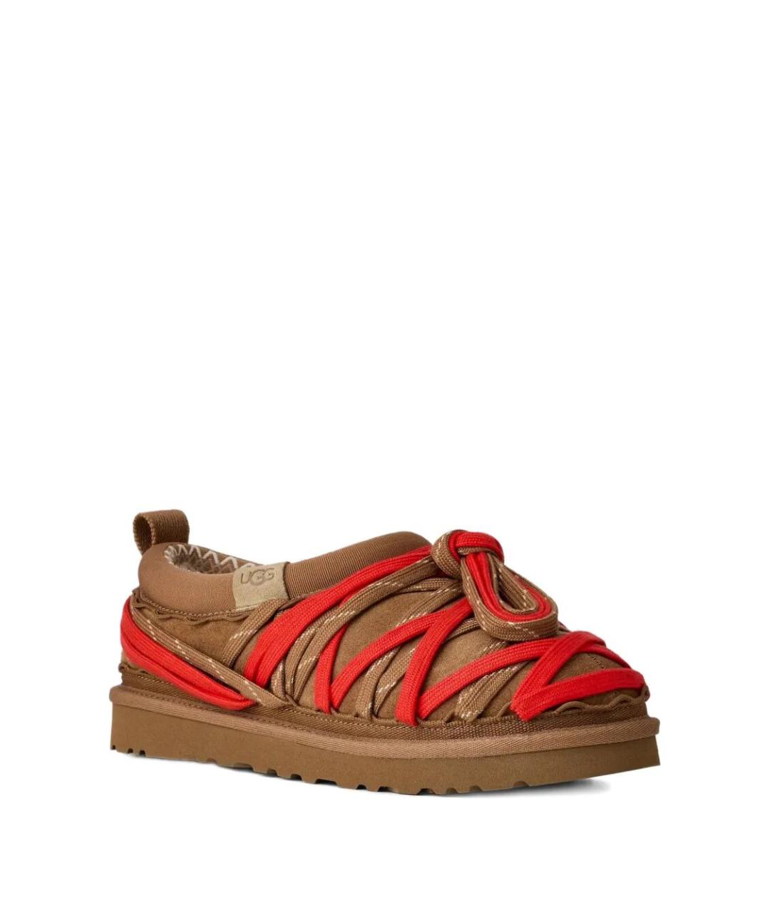 UGG AUSTRALIA Коричневые кожаные низкие ботинки, фото 3