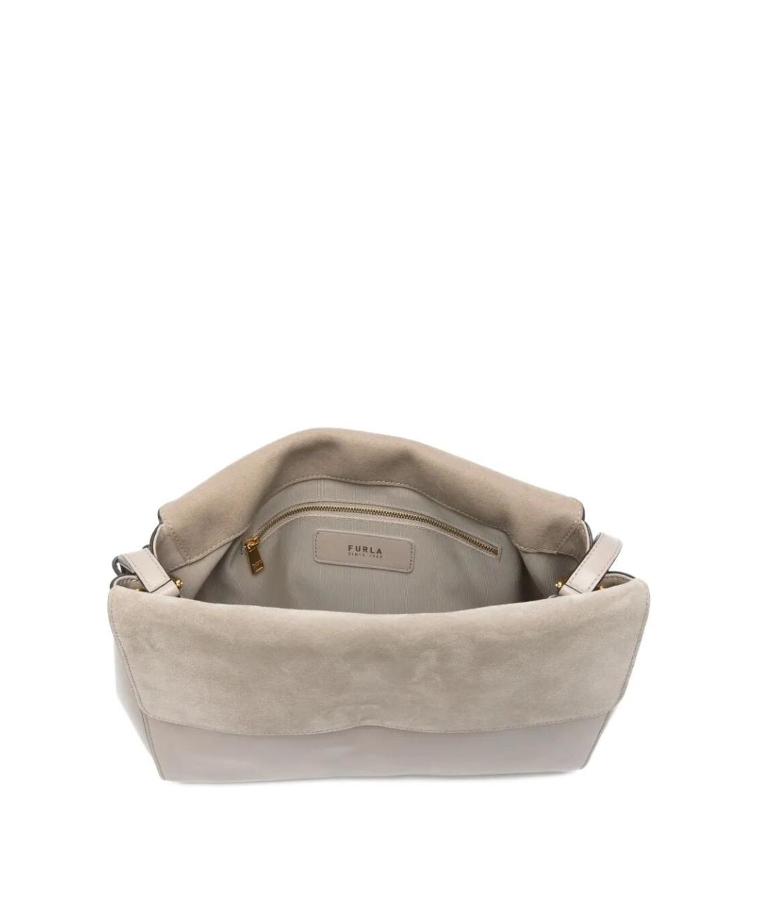FURLA Бежевая кожаная сумка через плечо, фото 4