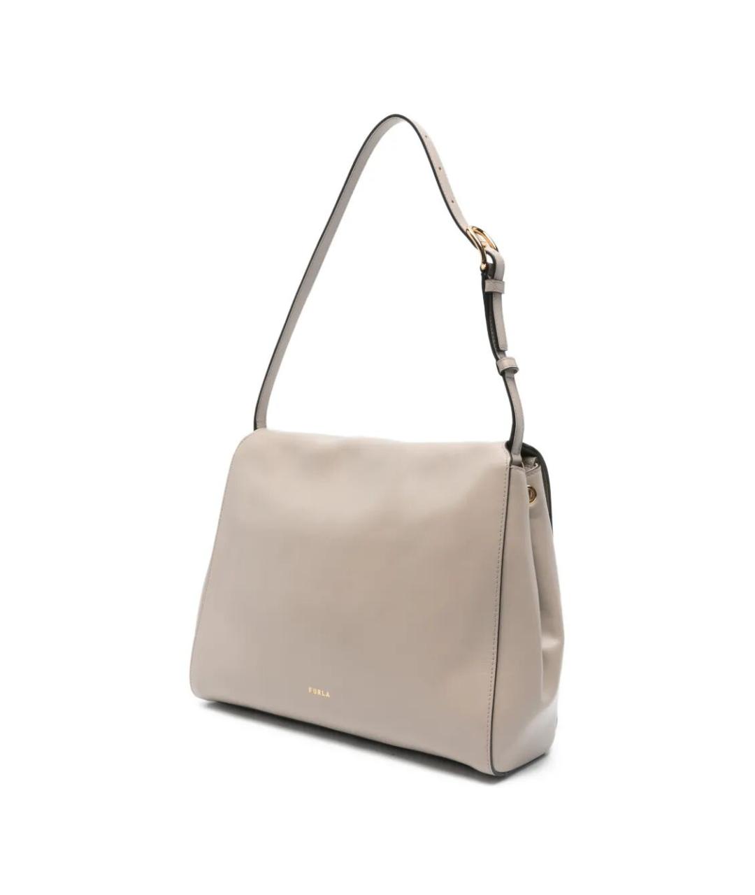 FURLA Бежевая кожаная сумка через плечо, фото 5