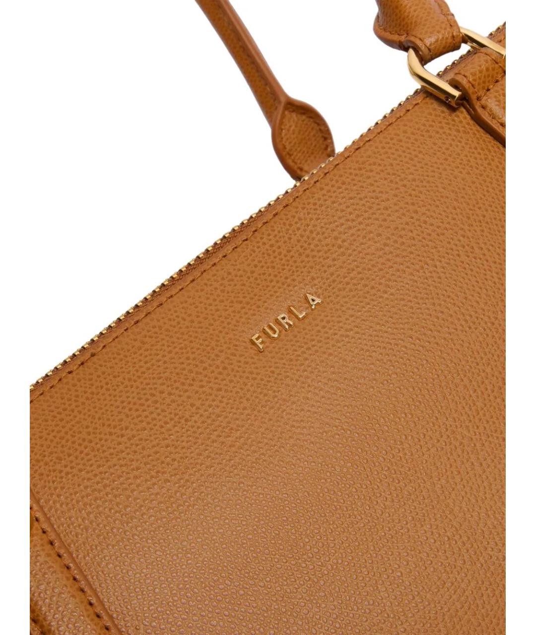 FURLA Коричневая кожаная сумка с короткими ручками, фото 3