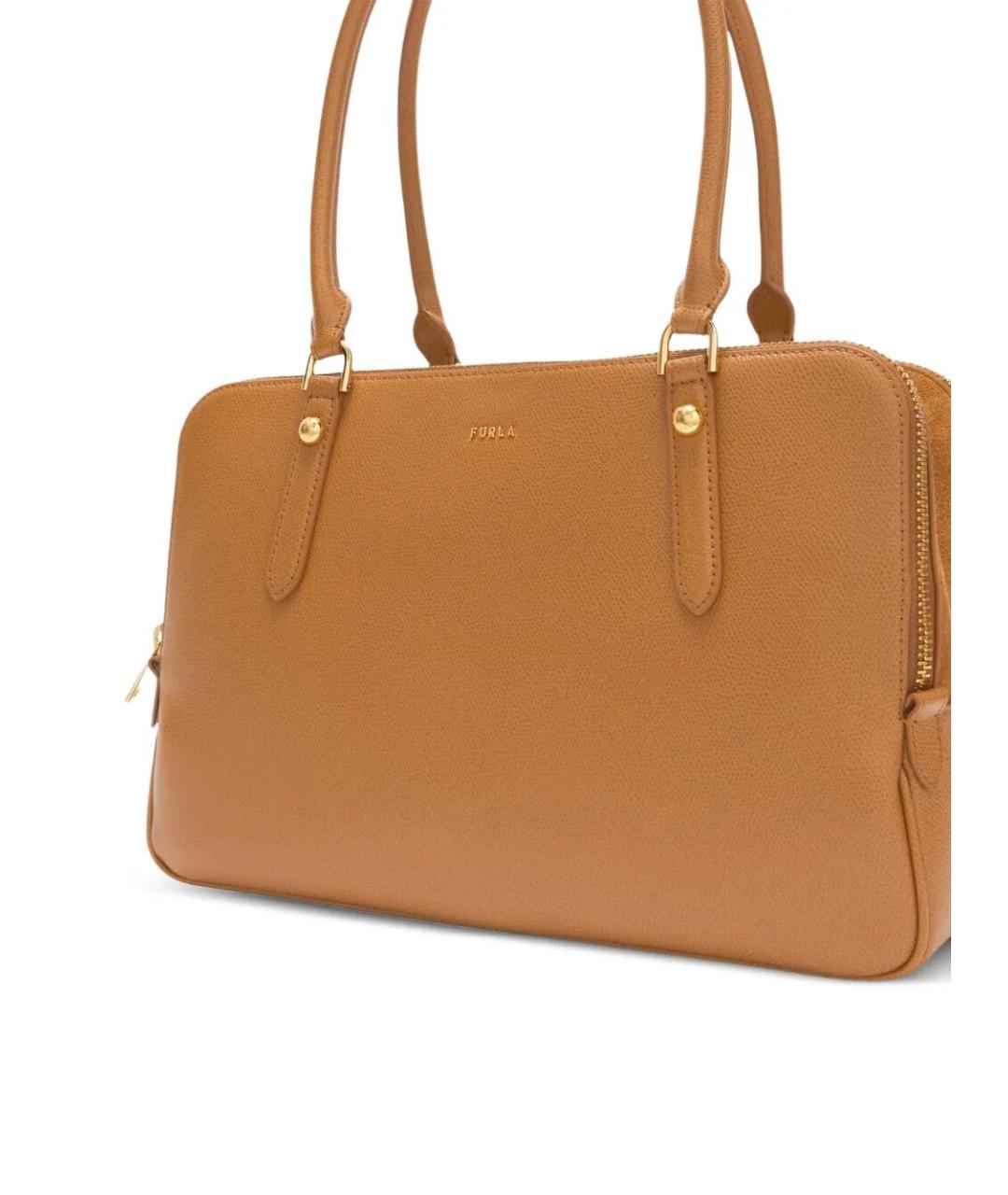 FURLA Коричневая кожаная сумка с короткими ручками, фото 2