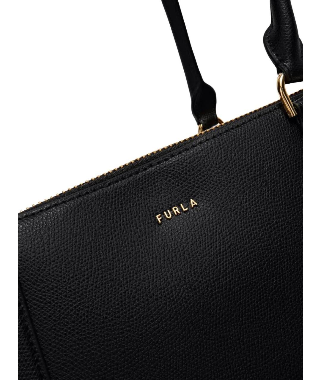 FURLA Черная кожаная сумка с короткими ручками, фото 2