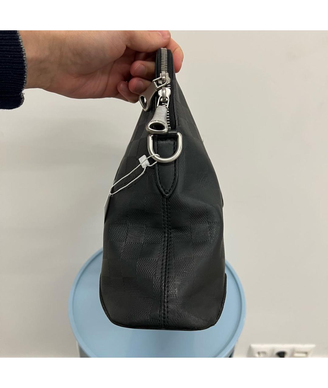 LOUIS VUITTON Черный кожаный портфель, фото 3