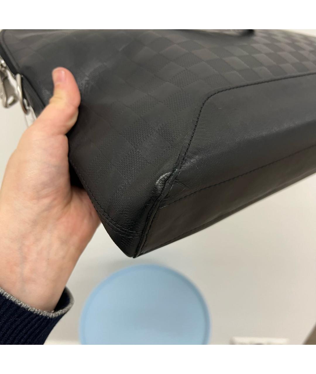 LOUIS VUITTON Черный кожаный портфель, фото 6