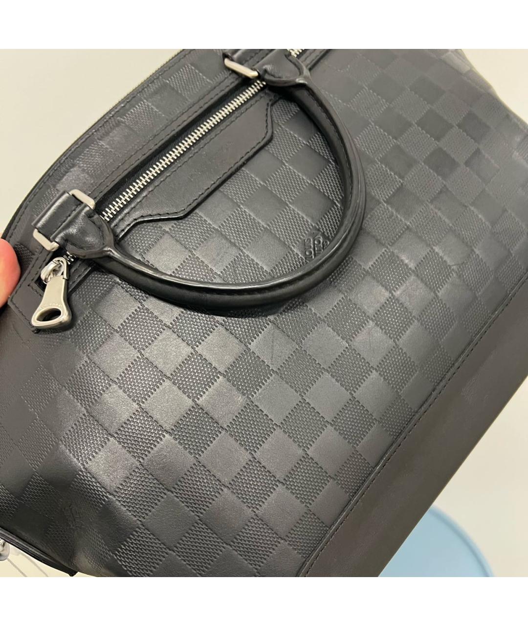 LOUIS VUITTON Черный кожаный портфель, фото 5