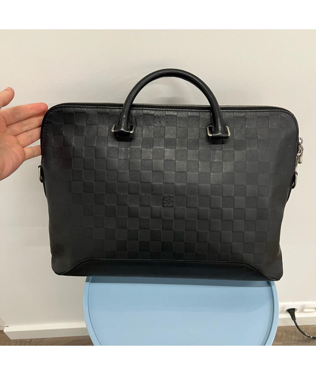 LOUIS VUITTON Черный кожаный портфель, фото 2