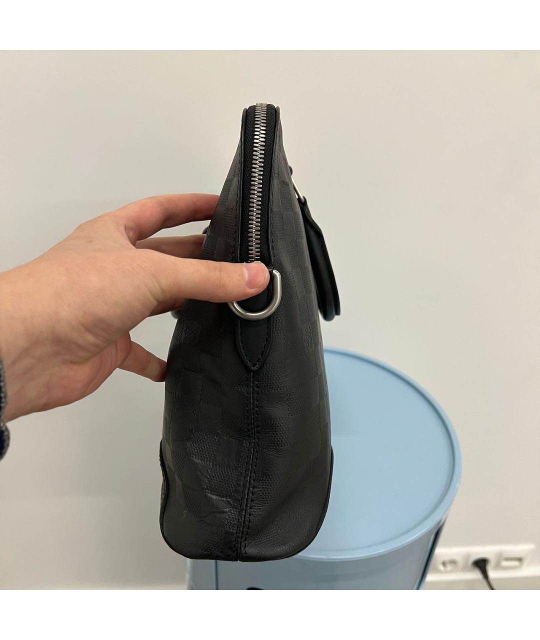 LOUIS VUITTON Черный кожаный портфель, фото 4