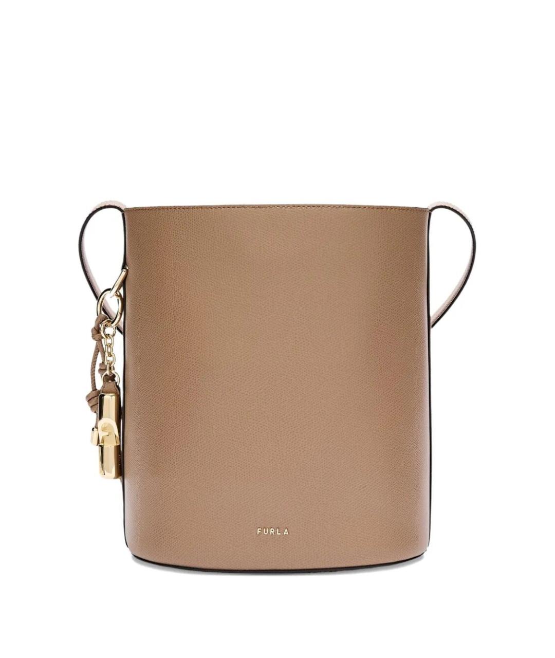 FURLA Бежевая кожаная сумка через плечо, фото 1
