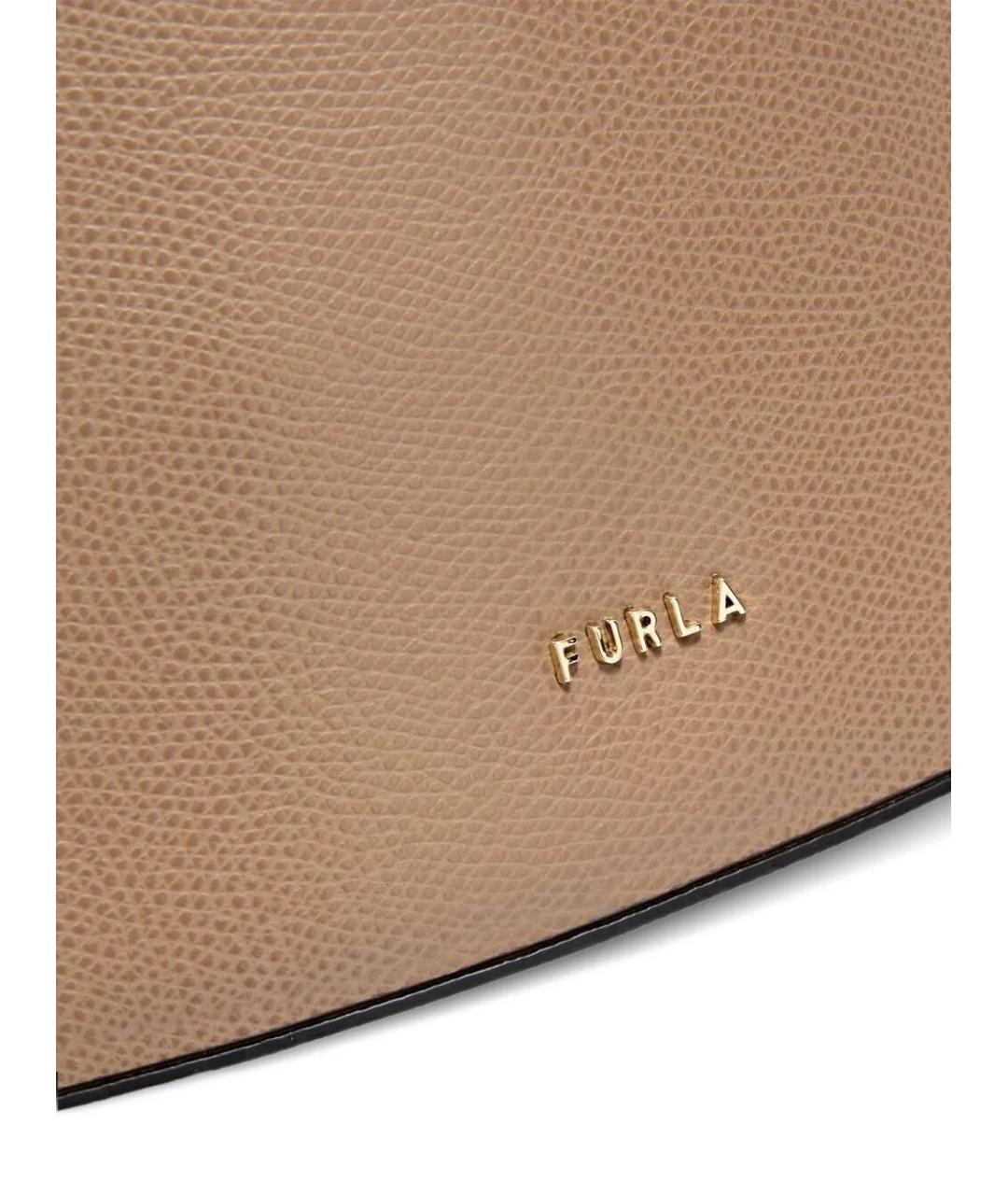 FURLA Бежевая кожаная сумка через плечо, фото 5