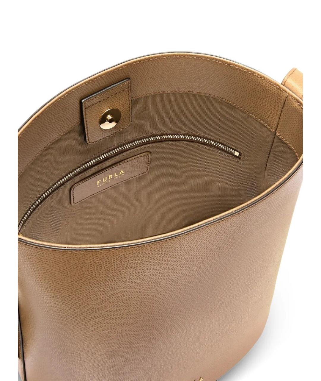 FURLA Бежевая кожаная сумка через плечо, фото 4