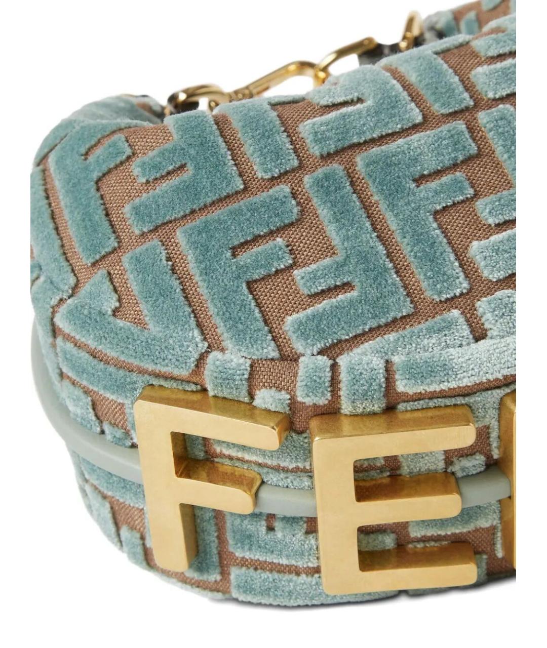 FENDI Бирюзовая жаккардовая сумка через плечо, фото 4
