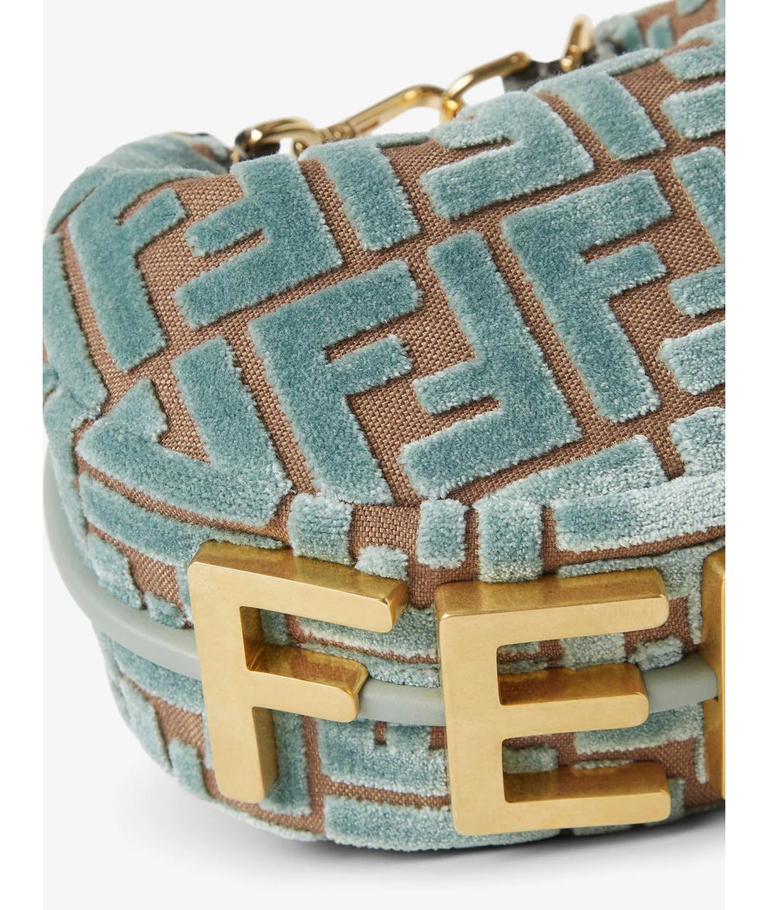 FENDI Бирюзовая жаккардовая сумка через плечо, фото 5