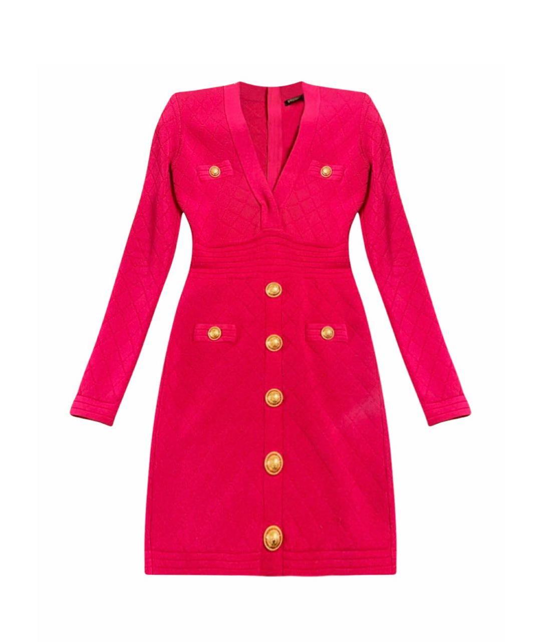 BALMAIN Коралловое вискозное повседневное платье, фото 1