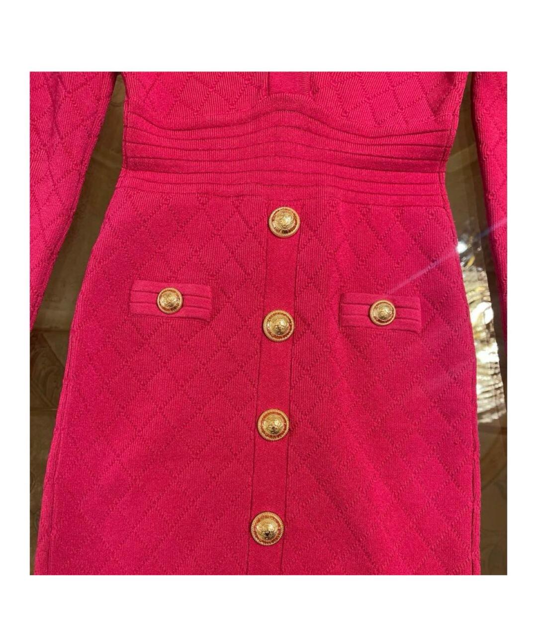 BALMAIN Коралловое вискозное повседневное платье, фото 2