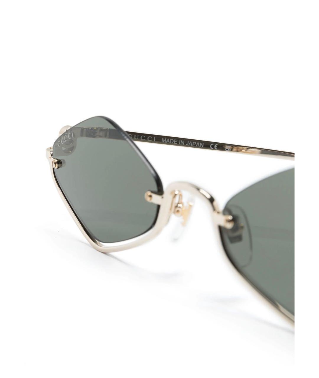 GUCCI Золотые металлические солнцезащитные очки, фото 3