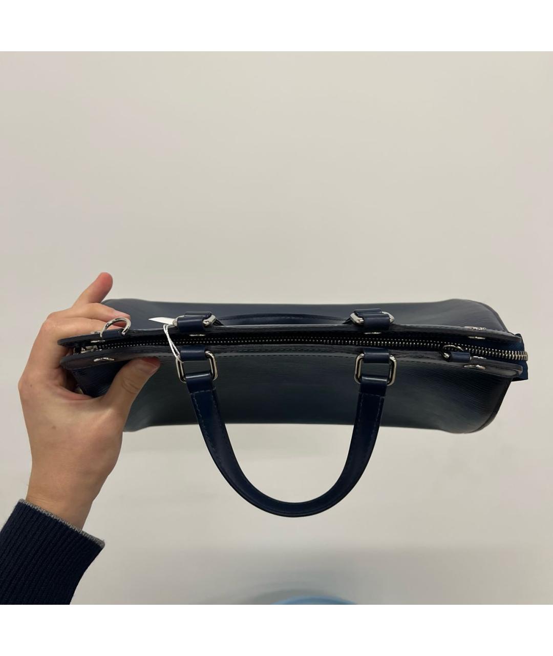 LOUIS VUITTON Темно-синяя кожаная сумка тоут, фото 7