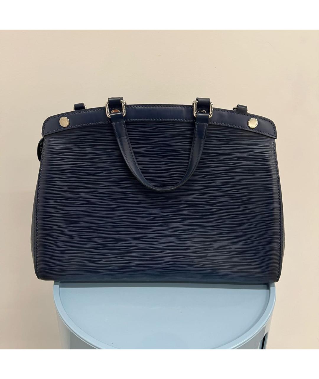 LOUIS VUITTON Темно-синяя кожаная сумка тоут, фото 2