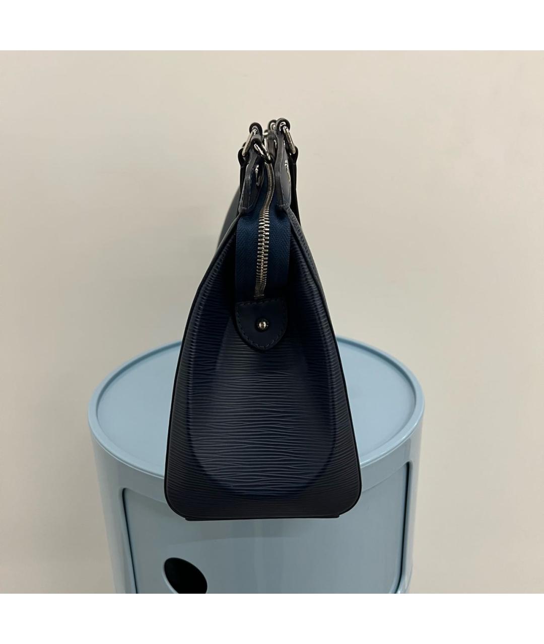 LOUIS VUITTON Темно-синяя кожаная сумка тоут, фото 4